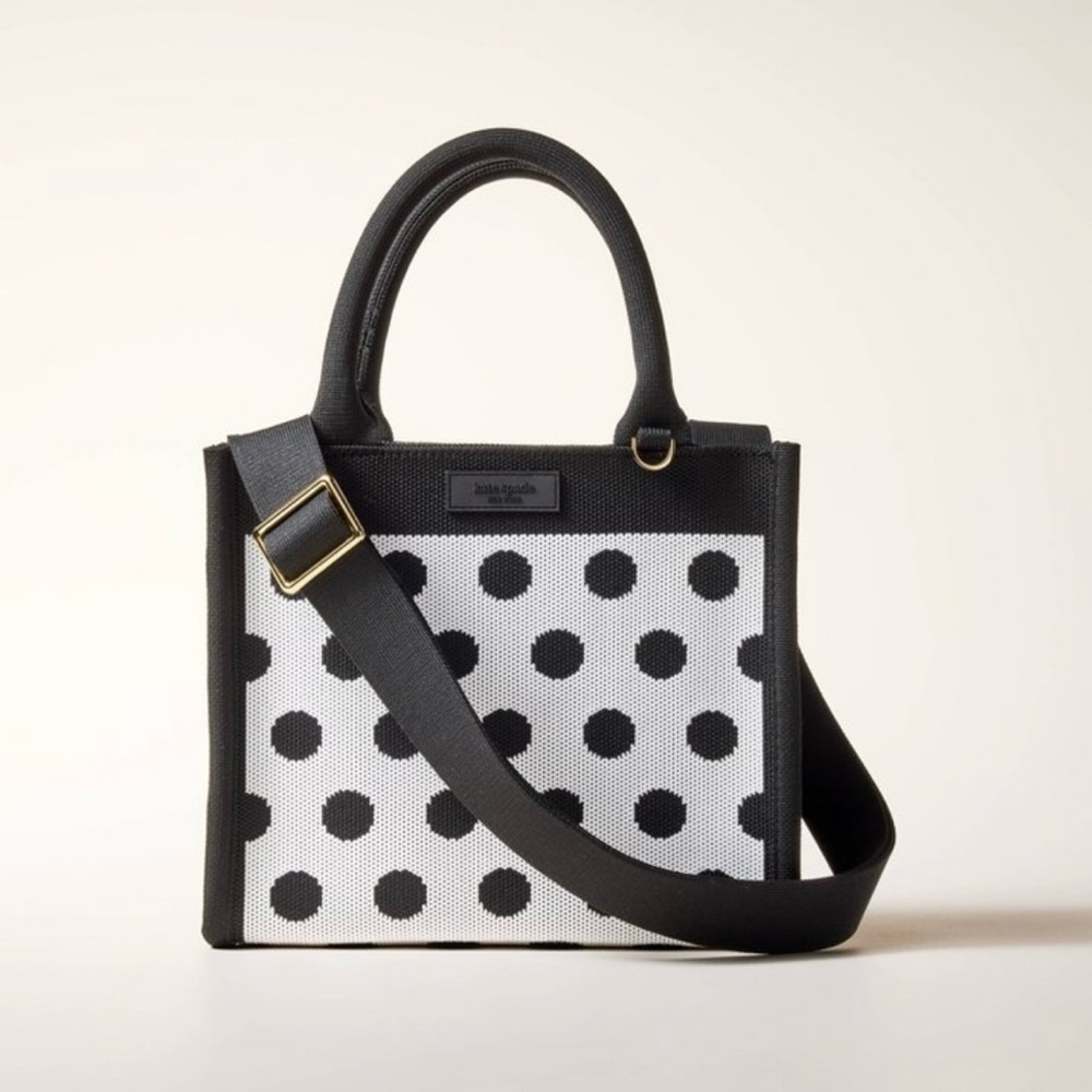 Kate Spade x Target Black and White Polka Dot Knit Crossbody Bag Purse
